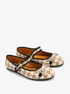 BEŻOWE BALERINY W PEPITKĘ HEGO'S MILANO