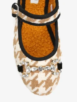 BEŻOWE BALERINY W PEPITKĘ HEGO'S MILANO