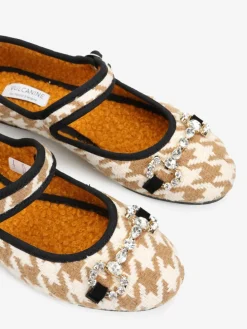 BEŻOWE BALERINY W PEPITKĘ HEGO'S MILANO