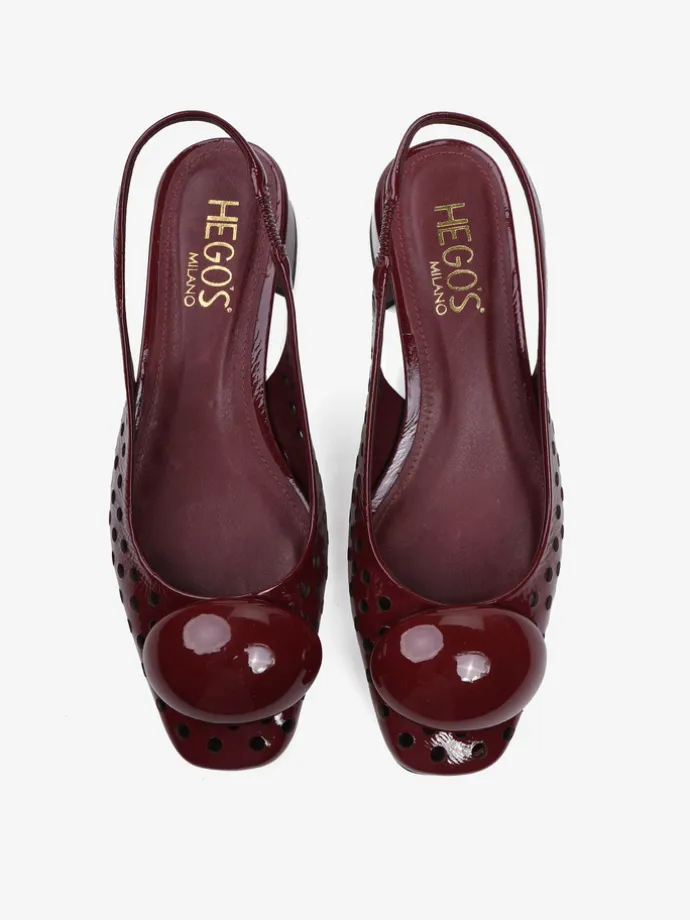 BORDOWE BALERINY Z ODKRYTĄ PIĘTĄ HEGO'S Milano