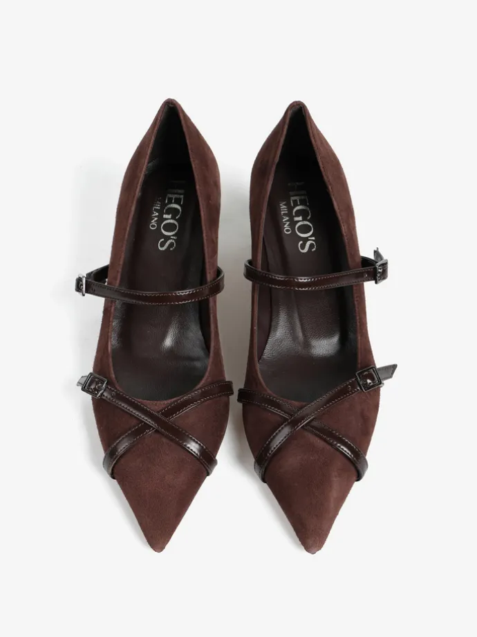 BRĄZOWE CZÓŁENKA NA NISKIM OBCASIE HEGO'S MILANO