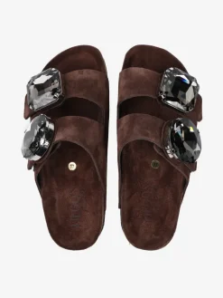 BRĄZOWE KLAPKI Z OZDOBNYMI KAMIENIAMI HEGO'S Milano
