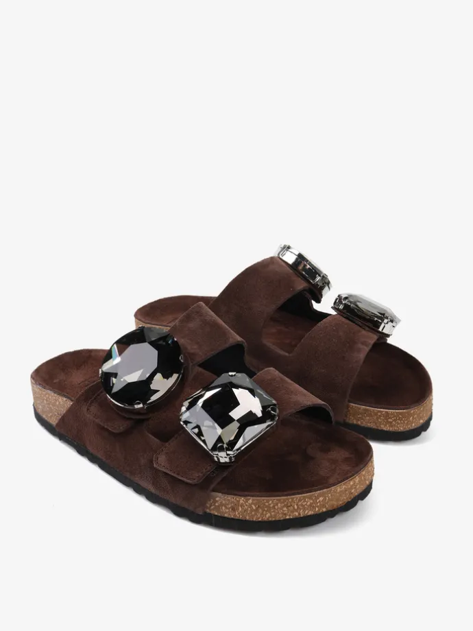 BRĄZOWE KLAPKI Z OZDOBNYMI KAMIENIAMI HEGO'S Milano