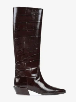 BRĄZOWE KOZAKI NA NISKIM OBCASIE HEGO'S MILANO