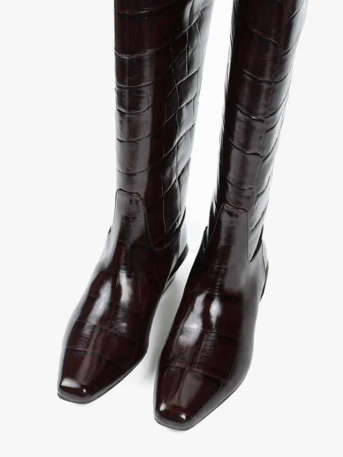 BRĄZOWE KOZAKI NA NISKIM OBCASIE HEGO'S MILANO