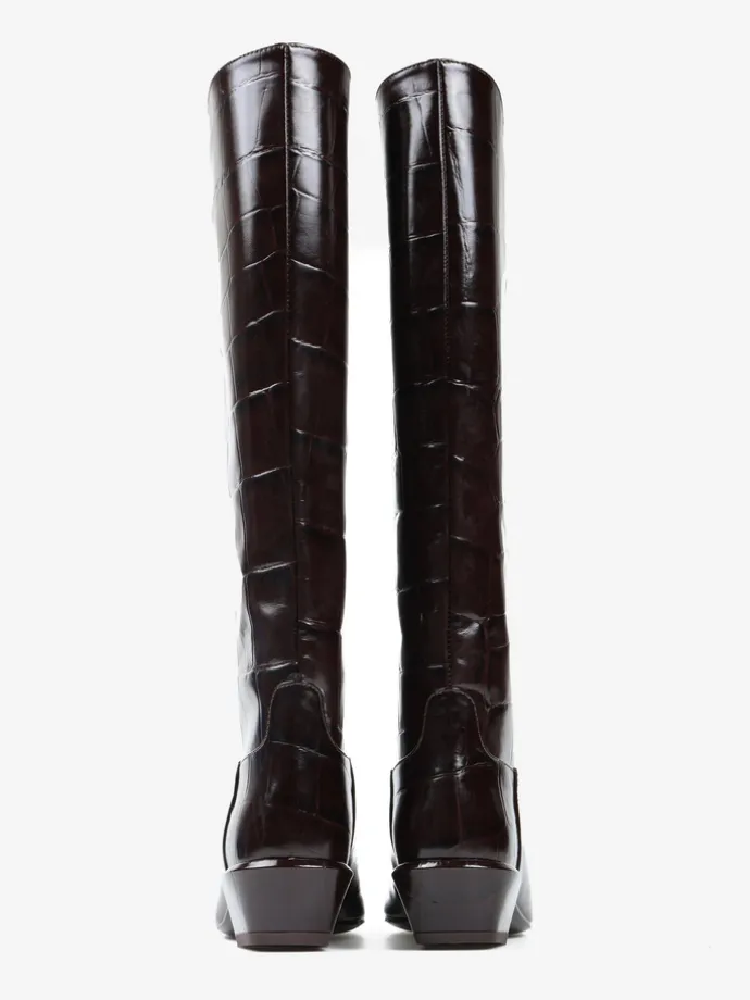 BRĄZOWE KOZAKI NA NISKIM OBCASIE HEGO'S MILANO