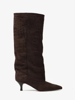 BRĄZOWE KOZAKI Z TŁOCZONEGO ZAMSZU HEGO'S MILANO