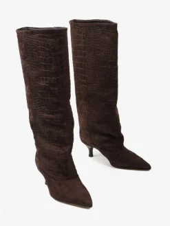 BRĄZOWE KOZAKI Z TŁOCZONEGO ZAMSZU HEGO'S MILANO