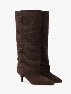 BRĄZOWE KOZAKI Z TŁOCZONEGO ZAMSZU HEGO'S MILANO