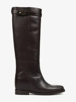 BRĄZOWE KOZAKI Z UKRYTĄ KOTURNĄ HEGO'S MILANO