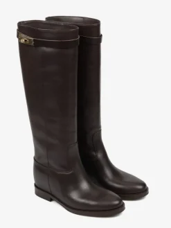 BRĄZOWE KOZAKI Z UKRYTĄ KOTURNĄ HEGO'S MILANO