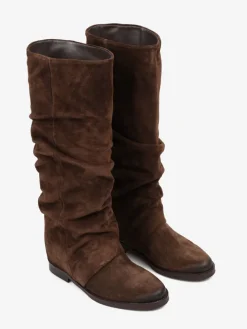 BRĄZOWE KOZAKI Z UKRYTĄ KOTURNĄ HEGO'S MILANO