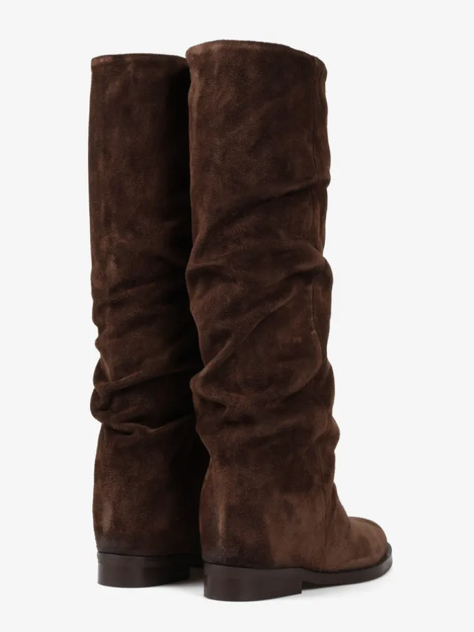 BRĄZOWE KOZAKI Z UKRYTĄ KOTURNĄ HEGO'S MILANO