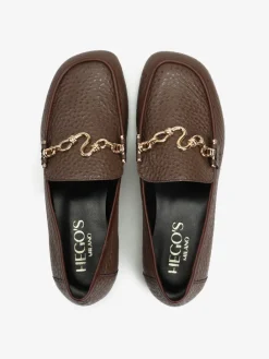 BRĄZOWE MOKASYNY Z OZDOBNYM ŁAŃCUCHEM HEGO'S Milano
