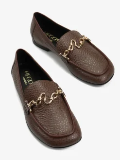 BRĄZOWE MOKASYNY Z OZDOBNYM ŁAŃCUCHEM HEGO'S Milano