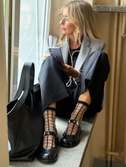 CZARNE BALERINY MARY JANE HEGO'S Milano