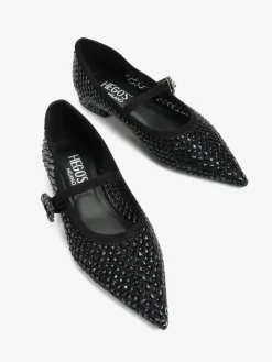 CZARNE BALERINY Z KAMIENIAMI HEGO'S MILANO