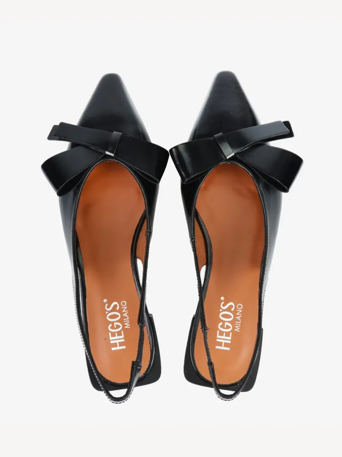 CZARNE BALERINY Z KOKARDĄ HEGO'S Milano