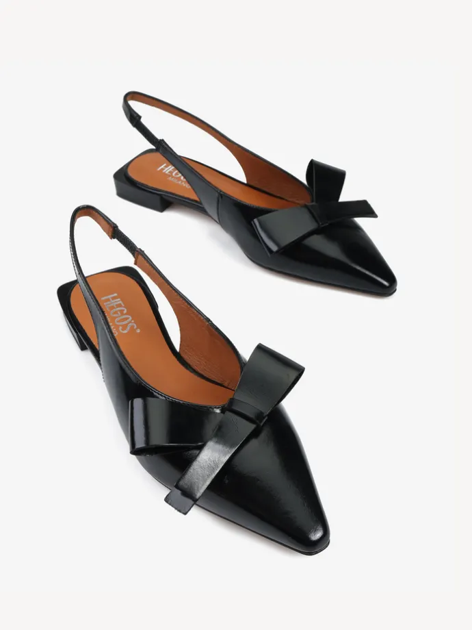 CZARNE BALERINY Z KOKARDĄ HEGO'S Milano