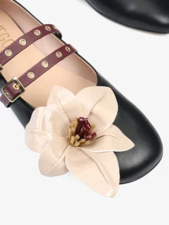 CZARNE BALERINY Z KWIATEM HEGO'S Milano