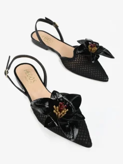 CZARNE BALERINY Z ODKRYTĄ PIĘTĄ HEGO'S Milano