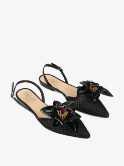 CZARNE BALERINY Z ODKRYTĄ PIĘTĄ HEGO'S Milano