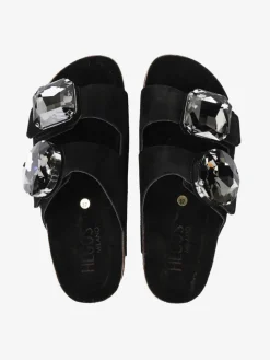 CZARNE KLAPKI Z REGULOWANYMI PASKAMI HEGO'S Milano