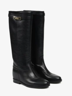 CZARNE KOZAKI Z UKRYTĄ KOTURNĄ HEGO'S MILANO