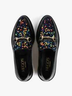 CZARNE MOKASYNY Z CEKINAMI HEGO'S Milano