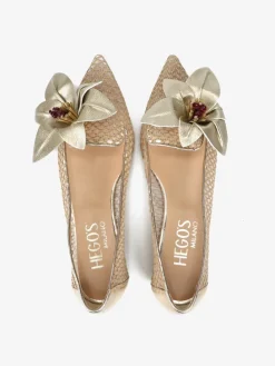 ELEGANCKIE BALERINY Z KWIATEM HEGO'S Milano