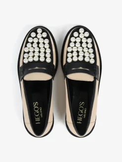 KREMOWE MOKASYNY Z PERŁAMI HEGO'S Milano