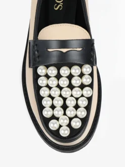 KREMOWE MOKASYNY Z PERŁAMI HEGO'S Milano