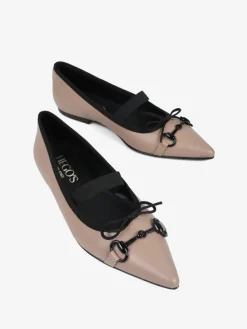 SKÓRZANE BALERINY Z OZDOBĄ HEGO'S Milano