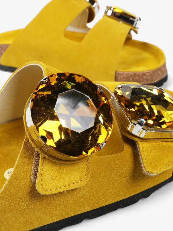 ZAMSZOWE KLAPKI Z OZDOBNYMI KAMIENIAMI HEGO'S Milano