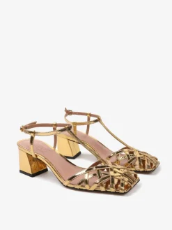 ZŁOTE SANDAŁY NA SZEROKIM OBCASIE HEGO'S Milano