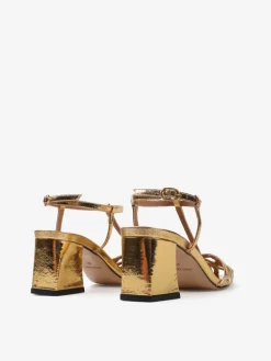 ZŁOTE SANDAŁY NA SZEROKIM OBCASIE HEGO'S Milano