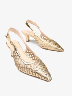 ZŁOTE SZPILKI Z ODKRYTĄ PIĘTĄ HEGO'S Milano