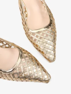 ZŁOTE SZPILKI Z ODKRYTĄ PIĘTĄ HEGO'S Milano